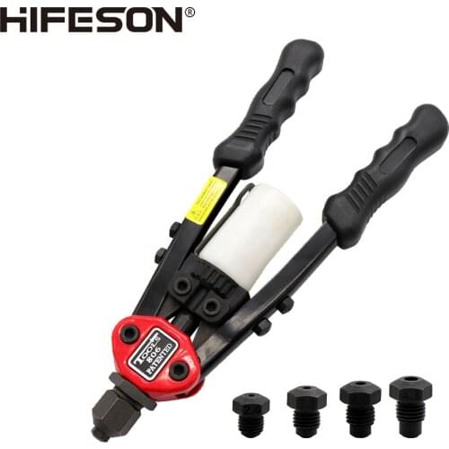 HIFESON 10.5'' Double Hand Manual Blind Rivet Nut Gun Nails Rivets Riveter Riveting Tool for 2.4mm 3.2mm 4.0mm 4.8mm