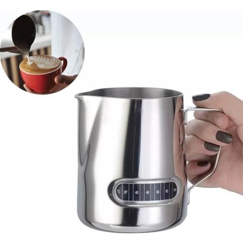 Stainless Steel Milk Frothing Jug Espresso Mug Pitcher Barista Craft Coffee Cappuccino Latte Cups Pot With Temperature Display