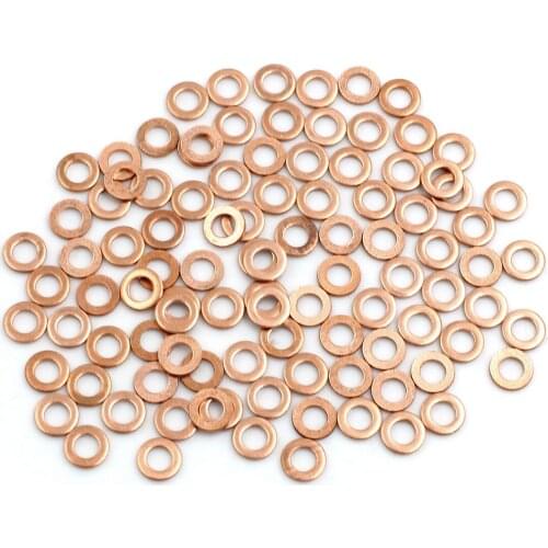 Uxcell 100 Pcs 4mm Inner Diameter Copper Washers Flat Sealing Gasket Rings for Car