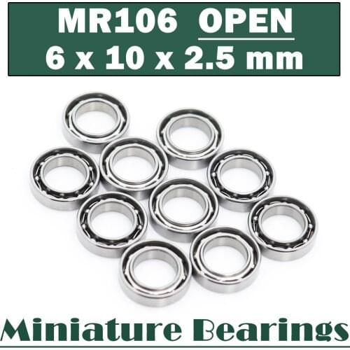 MR106 Ball Bearing 6x10x2.5 mm 10PCS ABEC-1 Non Standard Deep Groove Open Bearings MR 106