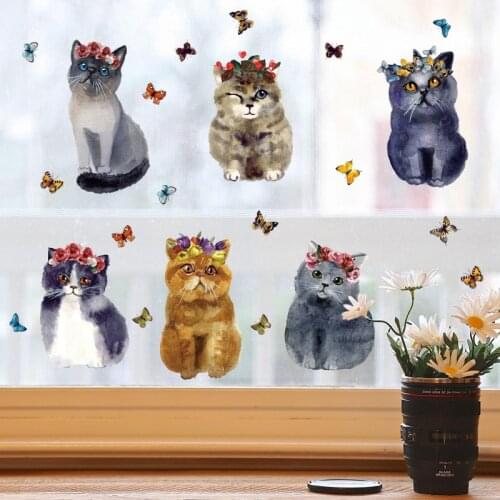 Cartoon cute dog butterfly cat animal wall stickers for kids room PVC kitchen refrigerator decorative stickers nursery Decor