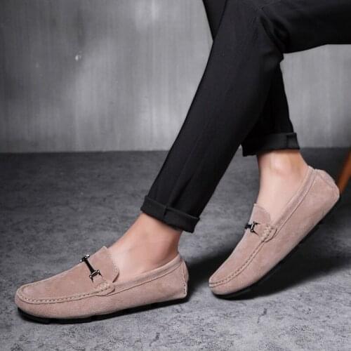 2021 Autumn Moccasin Shoes Men Shoes Loafers Shoes Comfortable Casual Shoes Light Slip-on Flat Shoes Leather Shoes Size 37-45