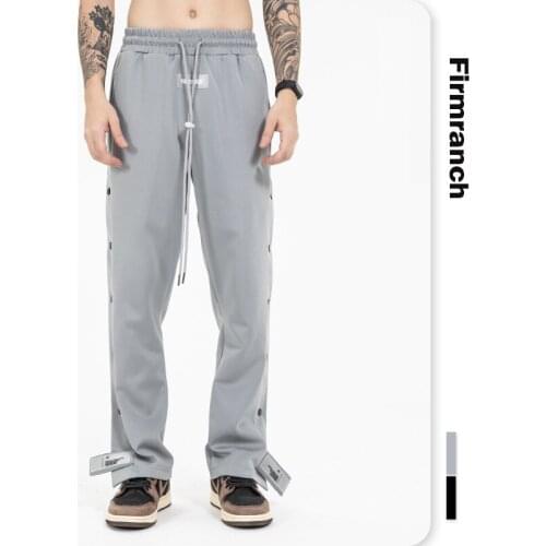 Firmranch New Spring/Autumn High Street Velcro Bottom Side Button Sportpants Men Sweatpants Sport Casual Pants Ins Women Trouser