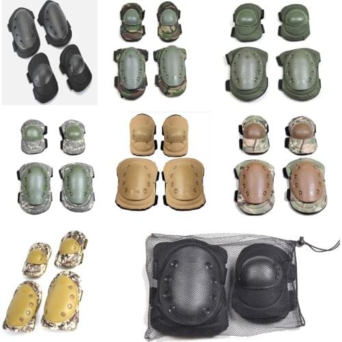 Tactical Knee And Elbow Pads Set Military Army Airsoft Protector Outdoor Activity Combat Hunting Safety Gear Support Accessories