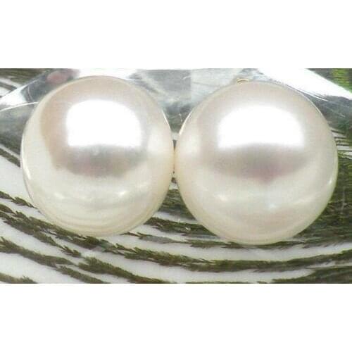Genuine huge 14-15mm AAA+ white bread south sea pearl earring
