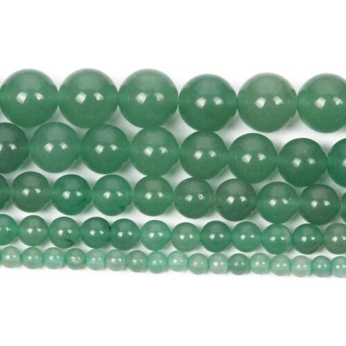 Natural Stone Smooth Green Aventurine Charm Round Loose Beads For Jewelry Making Needlework Bracelet Diy Strand 4-12 MM