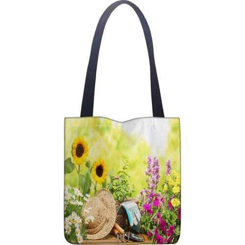 New sunflower printed canvas tote bag convenient shopping bag woman bag student bag Custom your LOGO