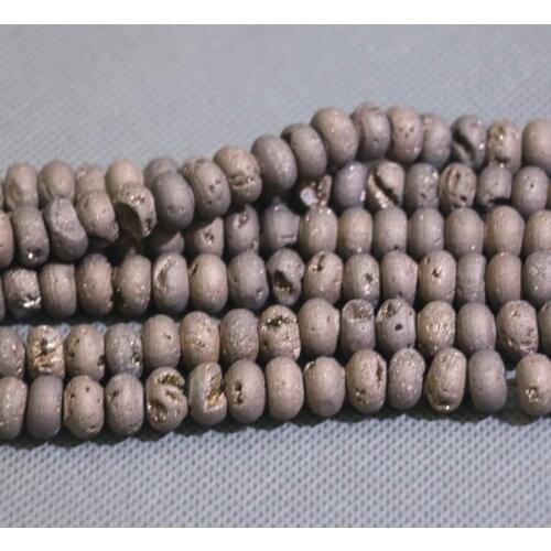 2018 New Fashion 8/10/12mm Natural Seed stone Metallic Titanium Coat Beads Druzy Agates Necklace DIY Jewelry Making Accessories