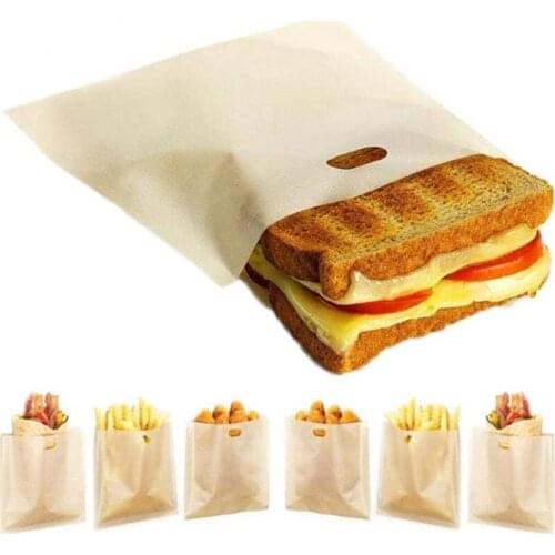 5PCS Reusable Toaster Toastie Bread Sandwich Toast Bags for Grilled Cheese Sandwiches Baking Pastry Tools Non-stick Bread Bags