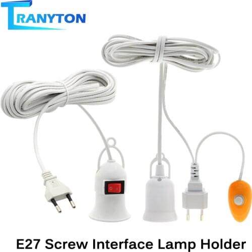 E27 Lamp Bases With 4M 8M Power Cord To EU Plug Holder Adapter Converter ON/OFF For Bulb Lamp