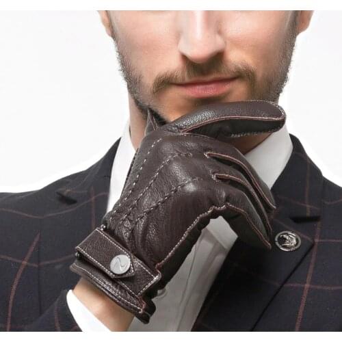 Top Quality Soft Deerskin Men Gloves Full Finger Fashion 100% Genuine Leather Gloves Winter Autumn Men Luxury Gloves