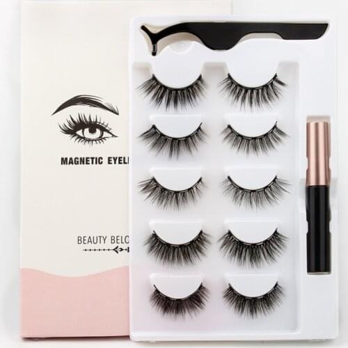 SHIDISHANGPIN 3D Mink False Eyelash Magnetic Eyelashes Magnet Eyeliner Fake Eyelash Waterproof Liquid Long Lasting lash Makeup