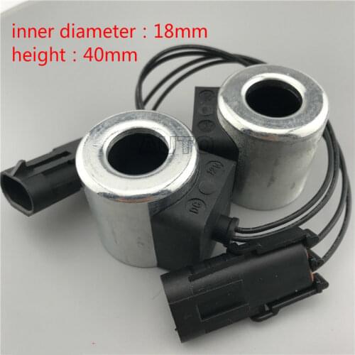 Excavator fitting lonking 85 Solenoid valve coil Pilot safety lock solenoid valve coil inner diameter 18mm height 40mm