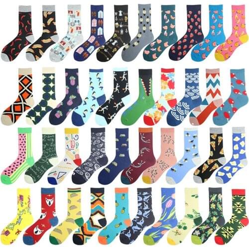 Skarpetki Divertidos Cotton Funny Socks Car Geometry Corn Bird Pineapple Strawberry Crew Sokken Novelty Hip Hop Meias Unisex