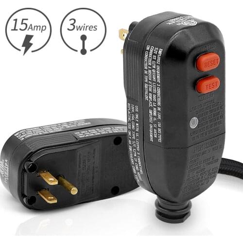 GFCI Replacement Plug Assembly 3-Prongs with Ground Fault Circuit Interrupter Safety RCD Protection for Home Air Conditioner