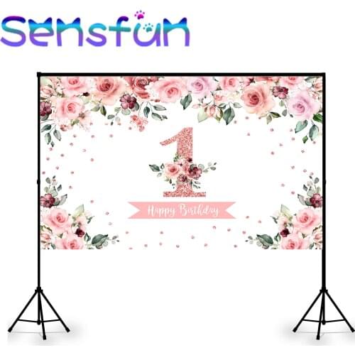 First Birthday Photography Background Custom Baby Shower Flower Backdrop for Photo Studio Photocall Vinyl Custom
