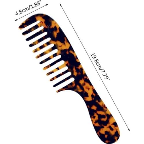 Q1FB Korean Style Vintage Marble Stone Print Hair Comb Cellulose Acetate Colorful Anti-Static Detangle Massage Hairbrush with