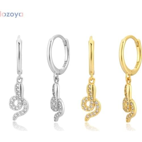 Lozoya 925 Sterling Jewelry For Friendship Silver Zircon Snake Women Fashion Pendiente Piercing Animal Spain European Party