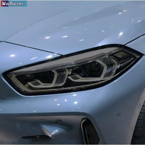 2 Pcs Car Headlight Protective Film Headlamp Restoration Transparent Black TPU Sticker For BMW 1 Series F40 M135i 118 Accessorie