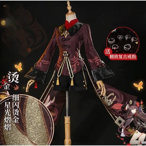Hu Tao Cosplay Genshin Impact Hutao Cosplay Costume Game Outfits Halloween Carnival Women Girl Uniforms with Hat Custom Made