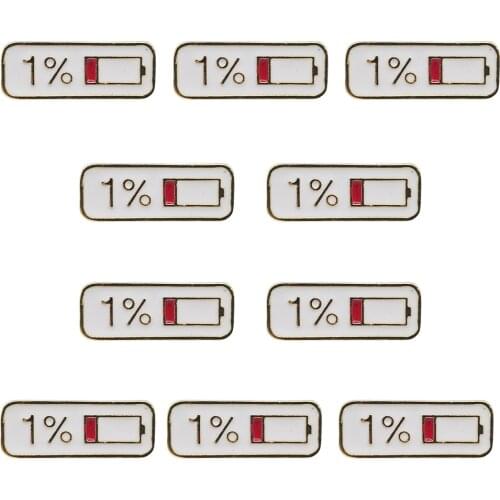 10pcs 1% Electricity Quantity Enamel Pin Brooches For Women Metal Clothes Badge Bag Lapel Pins Jewelry Gifts For Friends