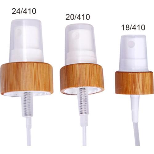 100pcs 18/410 Cosmetic Bamboo White Spray Nozzle,Fine Mist Sprayer for Cosmetic Liquid Bottle, Bamboo Press Pump Head Cap