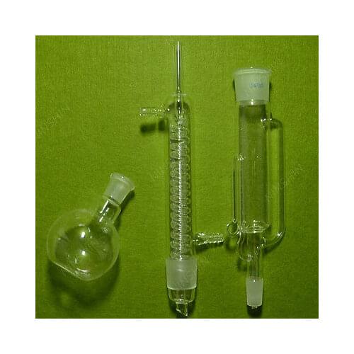 150ML,Glass Soxhlet Extractor with Coil Condenser and One Flat Bottom Flask