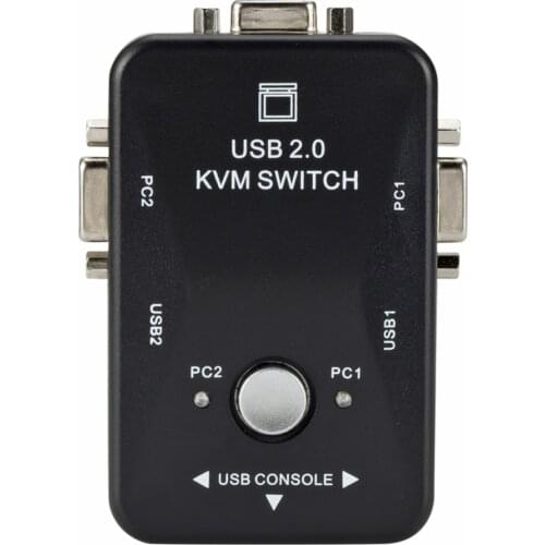 USB KVM Switch For PC Monitor/Keyboard/Mouse (2 ports) Maximum Compatibility And Simultaneous Computer Sharing