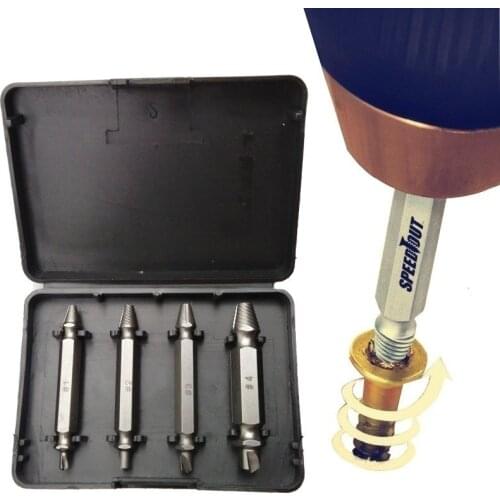4pcs Damaged Screw Take Out Tear Down Tools Screwdriver Broken Screw Extractor Sliding Teeth 2 Head Bolt Extractor Drill Bit