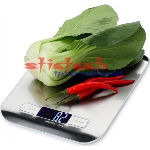 By dhl or ems 50pcs useful Digital Scale 11 LB / 5000g Kitchen Cooking Measure Tools Stainless Steel Electronic Weight