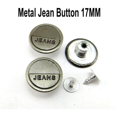 50PCS Metal Jeans Gun Black Word Button 17MM Decoration Clothes Accessory Garment Trousers Buttons Fit MJB-367