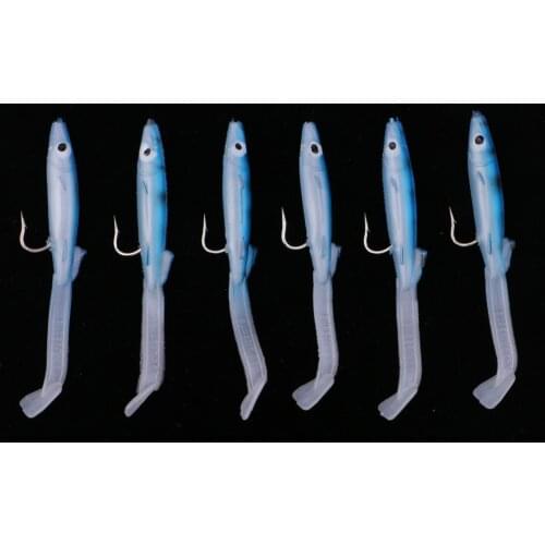 6pcs Fishing Lure Lifelike EEL Silica Gel Bionic Baits 8cm/3.1inch 2.3 G