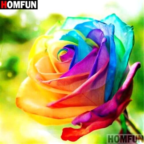 Homfun Full Square/Round Drill 5D DIY Diamond Painting "Colored flower" 3D Embroidery Cross Stitch Home Decor Gift A11835