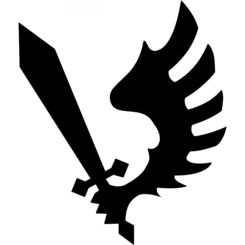 Car sticker wings and sword personality PVC car decoration accessories decals waterproof sunscreen black/white,17cm * 14cm