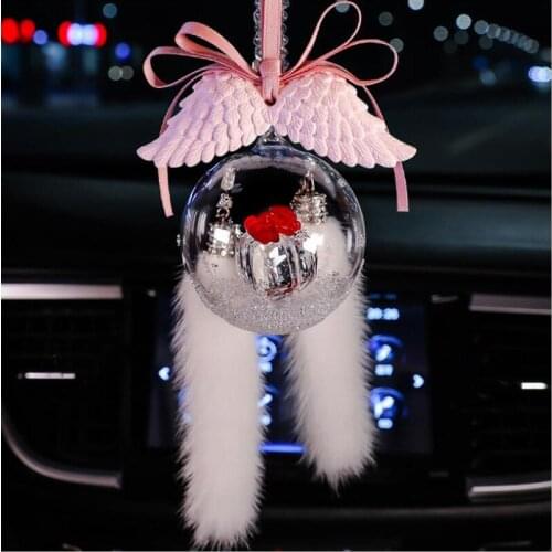 Car Pendant Crystal Ball Snowflake Valentines Day Bow Gift Car Rearview Mirro Crystal Pendant