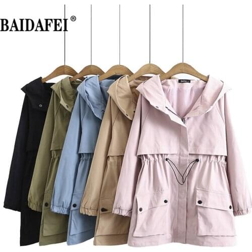 Женские тренчи с капюшоном BAIDAFEI China At AliExpress