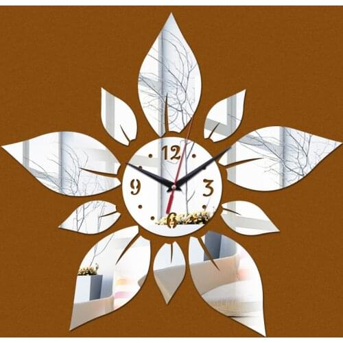 Big flowers Acrylic wall clock modern design luxury mirror Quartz clocks 3d rushed crystal watches Living Room