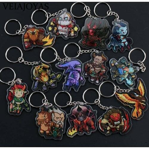 1-53 Styles Dota Double Side Acrylic Key Chains for Men Women Dota2 Pudge AXE Kael Roshan jugg Figures Keychain Charms Keyring Holder Porte Clef Game Jewelry