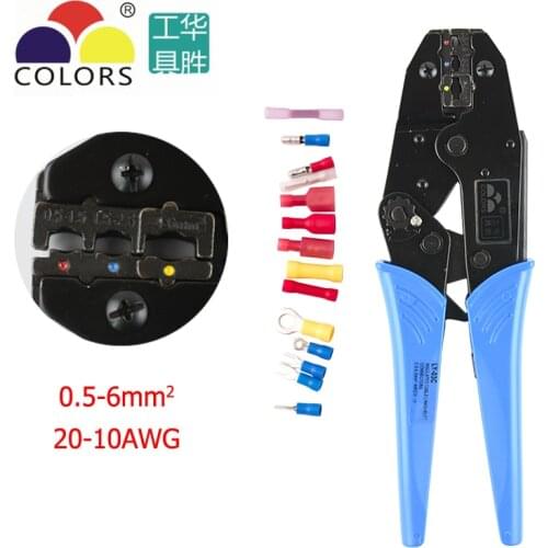 Colors Crimping Pliers Professional Insulated Wire Terminals Connectors Ratcheting Crimper Tool for 22-10AWG LY-03C/HS-30J