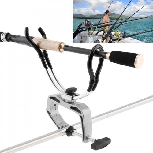 Stainless Steel Fishing Rod Support Stand Clamp Holder for Boat/Canoe and Kayak Handrail