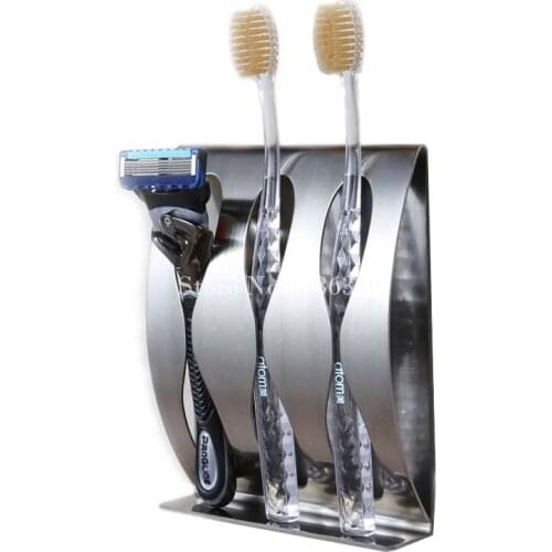 Hot Sale Free Shipping Stainless Steel Holder Bathroom Wall Mount Rack Stand for Toothbrush Organizer Shelf Bathroom Sets CP521
