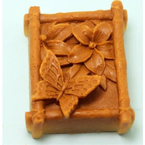 DIY Handcraft Butterfly and Flowers Pattern Silicone Soap Mold Rectangle Candle Cake Mould