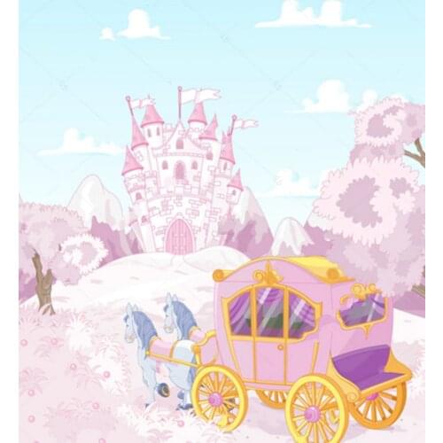 Carriage True Princess Castle Tree Fairy Tale backgrounds High quality Computer print birthday photo backdrop