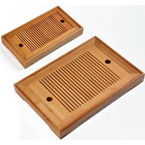 Hot Sale 2 Size Kung Fu Tea Set Natural Wood Tea Tray Rectangular Traditional Bamboo Puer Tea Tray Chahai Tea Table Ceremony