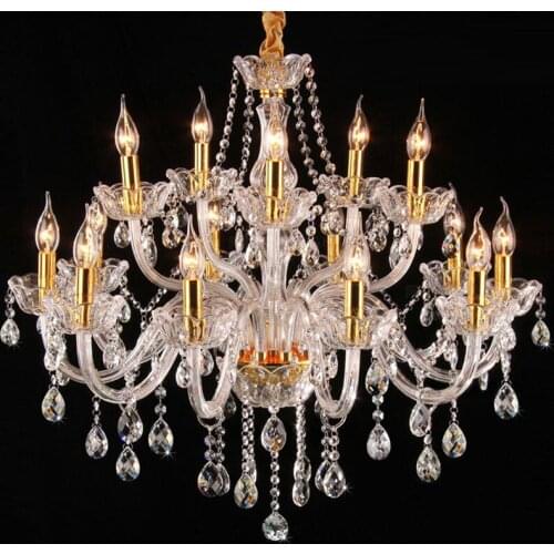 Restaurant Crystal lighting Gold Chandelier Led Candle Holders Lustre Modern Dining Chandelier 12-18 Pcs Bedroom Bar Lighting