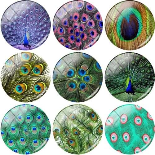 JOINBEAUTY Peacock Feather Eye Beautiful 12/15/16/18/20/25mm Glass Cabochons Dome DIY Fashion Jewelry Findings Making TQ868