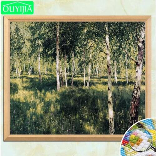 World Famous Painting "Birch Forest" 5D DIY Diamond Painting Square Diamond Embroidery Rhinestone Mosaic Decoration Picture