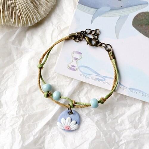 Ceramic Flower Bracelet small gift for girlfriend simple jewelry #82643