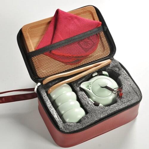 Chinese Travel Kung Fu Tea Set Ceramic Portable Teacup Porcelain Service Gaiwan Tea Cups Mug of Tea Ceremony Teapot 1 Pot+4 cups