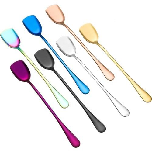 Creativity 304 Metal Multicolor Stainless Steel Square Spoon Coffee Set Covered Rose Gold